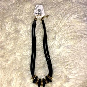 Black and Gold Necklace with Earrings